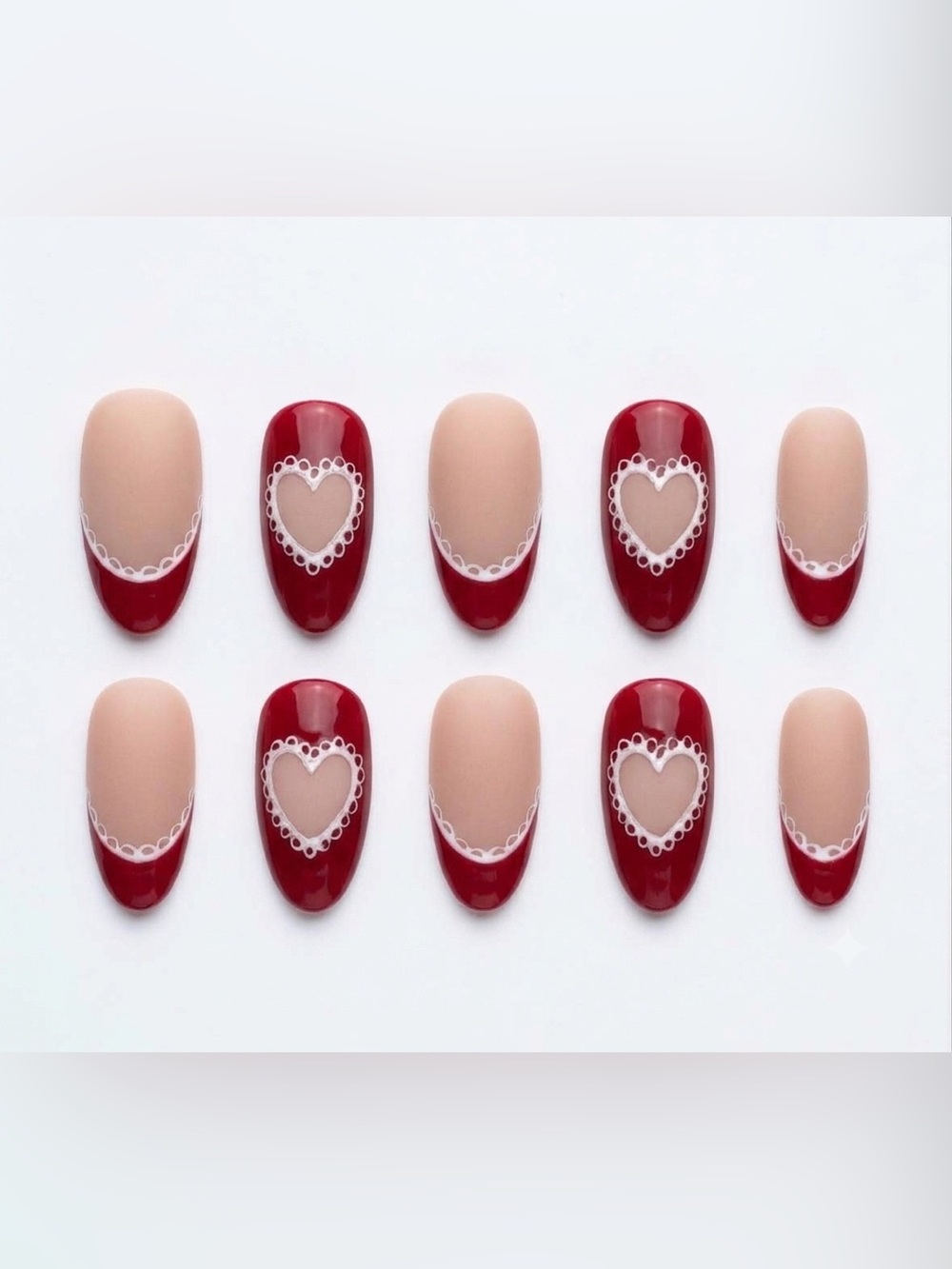 Red Heart Accent Press-On Nails with Nude Base